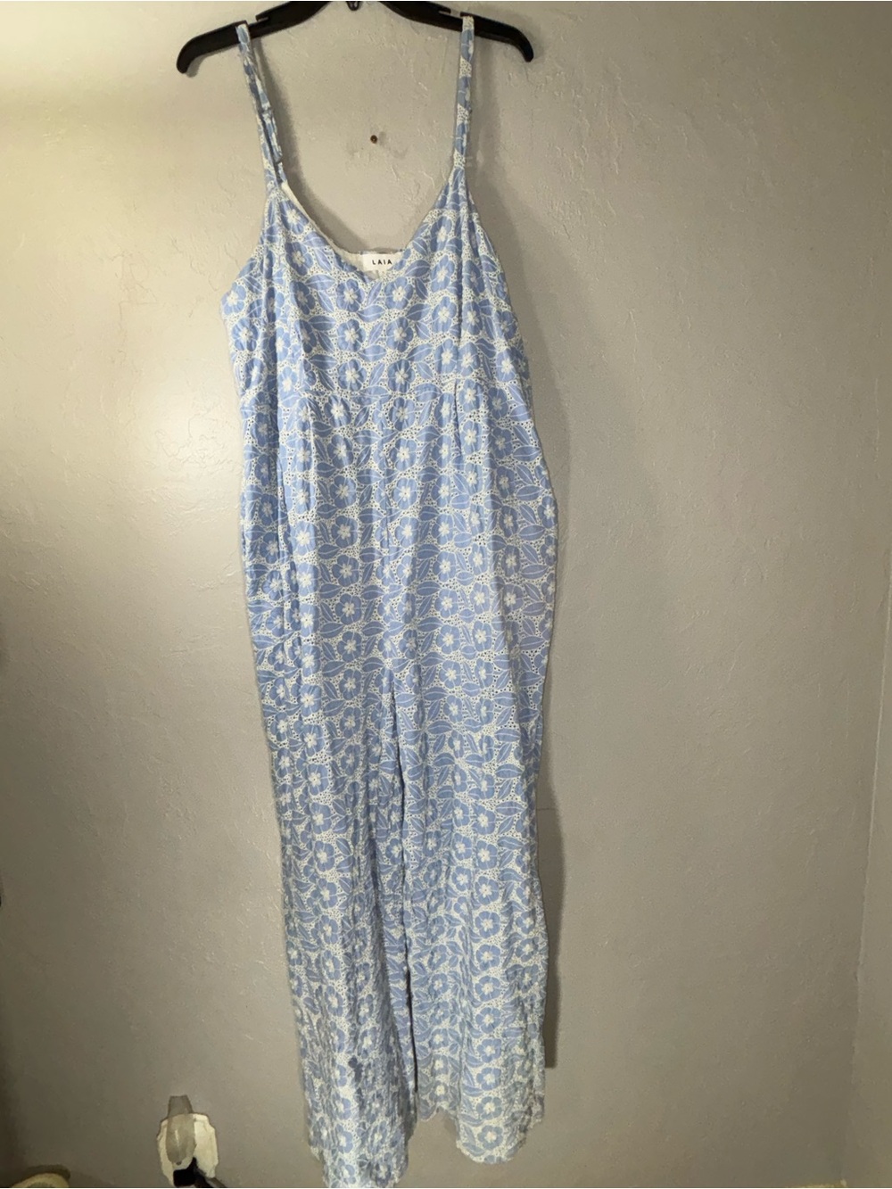 Casual Light Blue Floral Wide-Leg Jumpsuit
